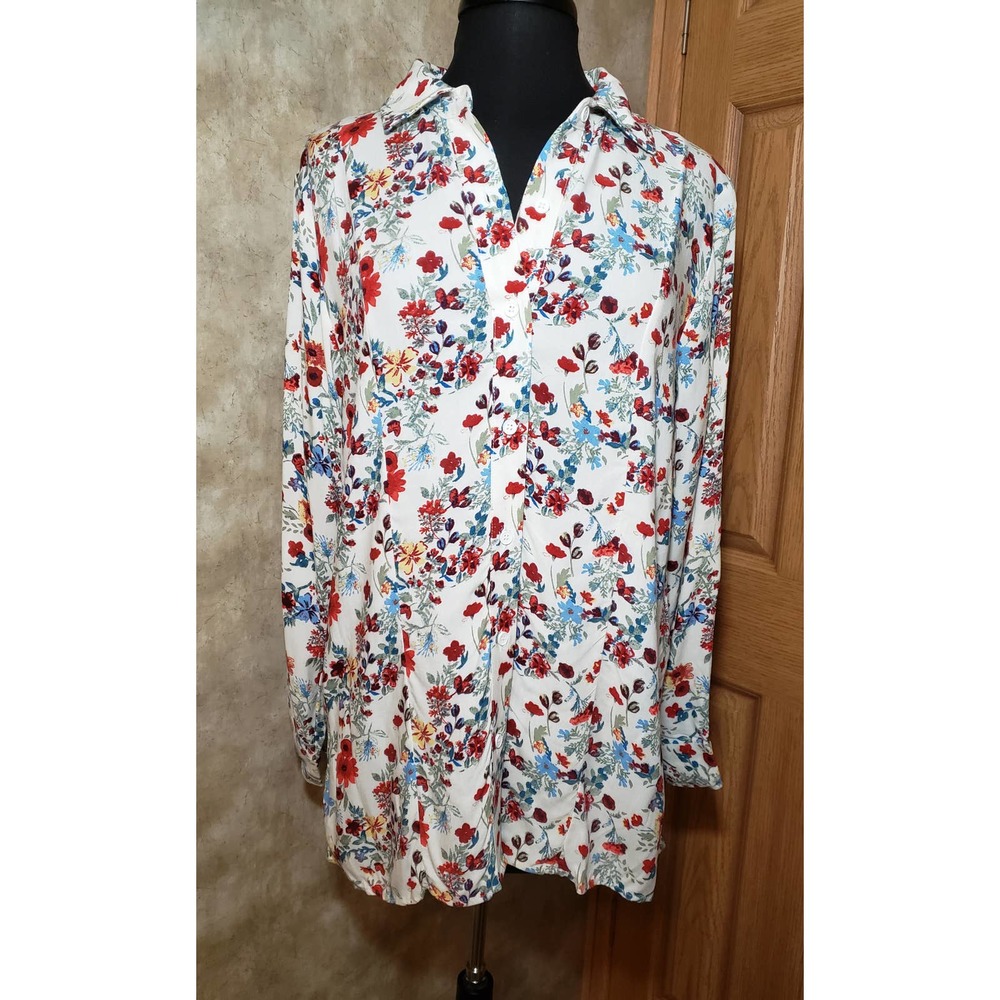 Song n Spirit size small long sleeve button up multicolored blouse
